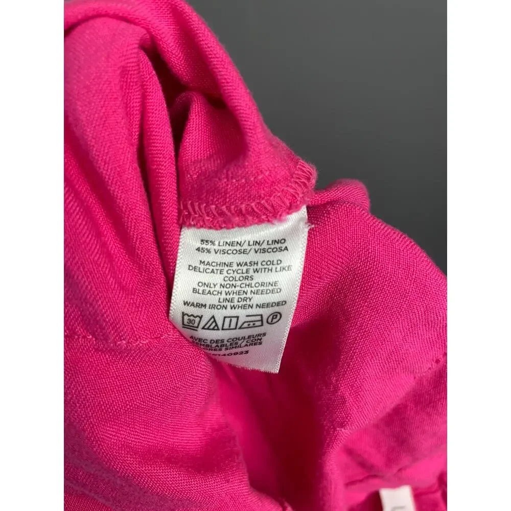 Loft Bright Pink Linen Blend Shorts Size XS‎ Stretch Summer Breathable Pockets